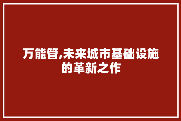 万能管,未来城市基础设施的革新之作