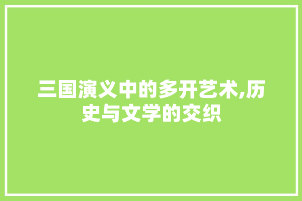 三国演义中的多开艺术,历史与文学的交织