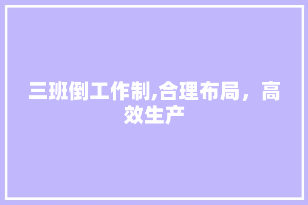 三班倒工作制,合理布局，高效生产 AI简讯
