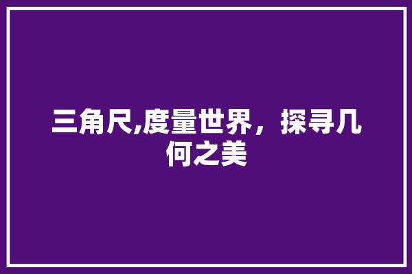 三角尺,度量世界，探寻几何之美 科技快讯