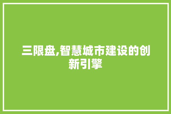三限盘,智慧城市建设的创新引擎
