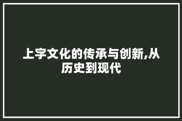 上字文化的传承与创新,从历史到现代