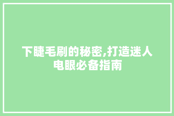 下睫毛刷的秘密,打造迷人电眼必备指南