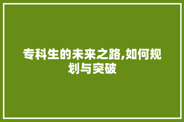 专科生的未来之路,如何规划与突破 绘影字幕