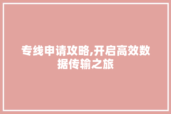 专线申请攻略,开启高效数据传输之旅