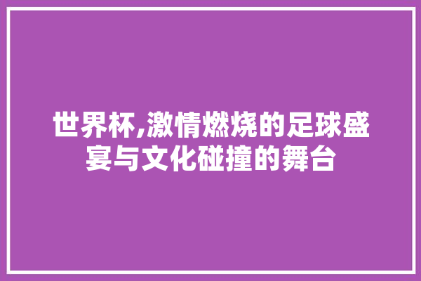 世界杯,激情燃烧的足球盛宴与文化碰撞的舞台