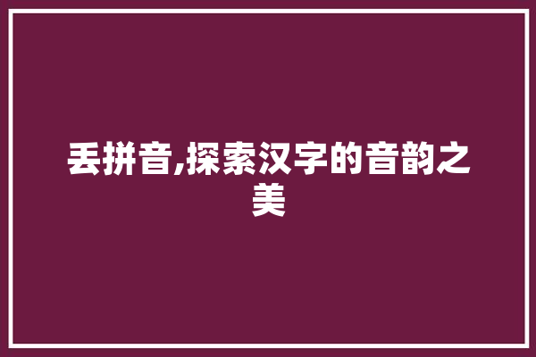 丢拼音,探索汉字的音韵之美