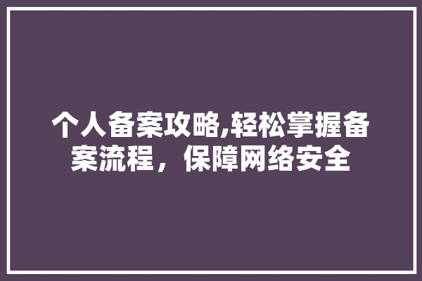 个人备案攻略,轻松掌握备案流程，保障网络安全
