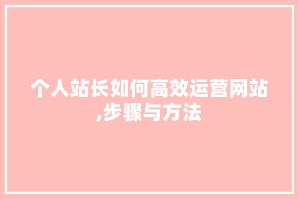 个人站长如何高效运营网站,步骤与方法