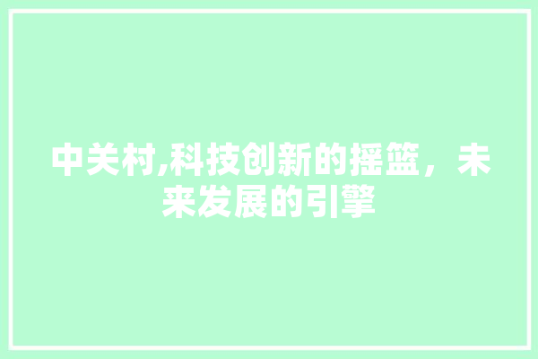 中关村,科技创新的摇篮，未来发展的引擎 科技快讯