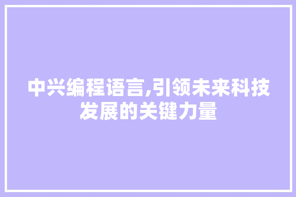 中兴编程语言,引领未来科技发展的关键力量