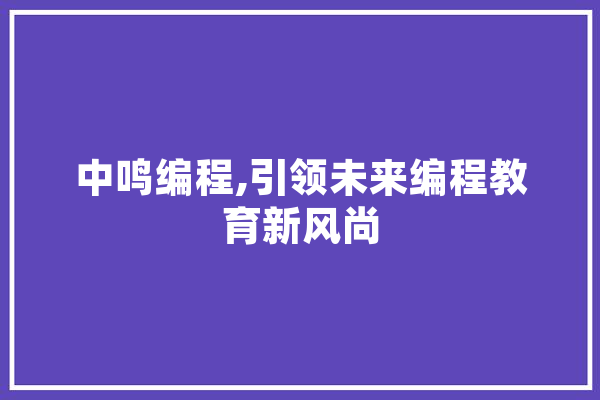 中鸣编程,引领未来编程教育新风尚