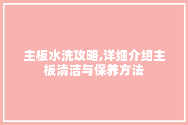 主板水洗攻略,详细介绍主板清洁与保养方法