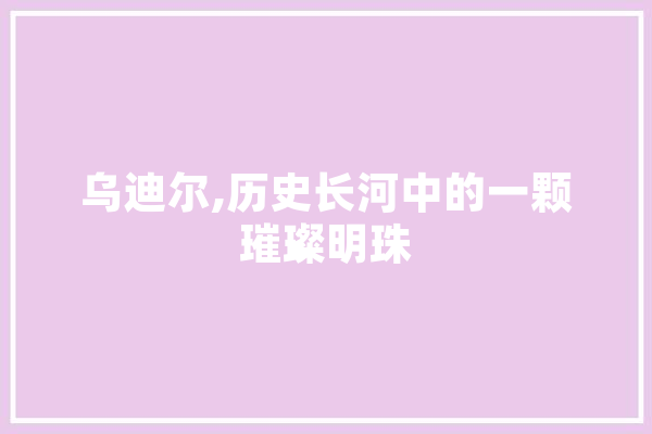 乌迪尔,历史长河中的一颗璀璨明珠 科技快讯