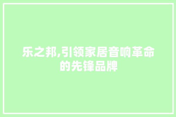 乐之邦,引领家居音响革命的先锋品牌