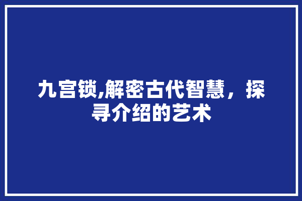 九宫锁,解密古代智慧，探寻介绍的艺术