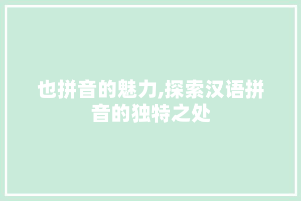 也拼音的魅力,探索汉语拼音的独特之处
