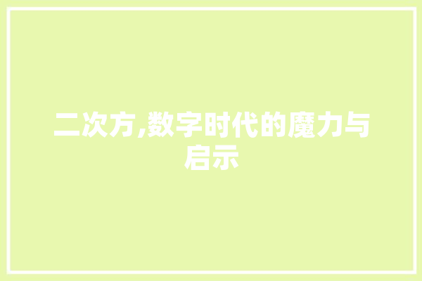 二次方,数字时代的魔力与启示