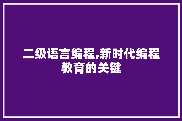 二级语言编程,新时代编程教育的关键