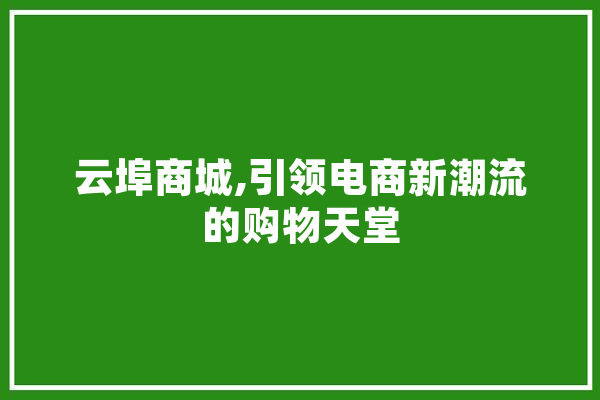 云埠商城,引领电商新潮流的购物天堂