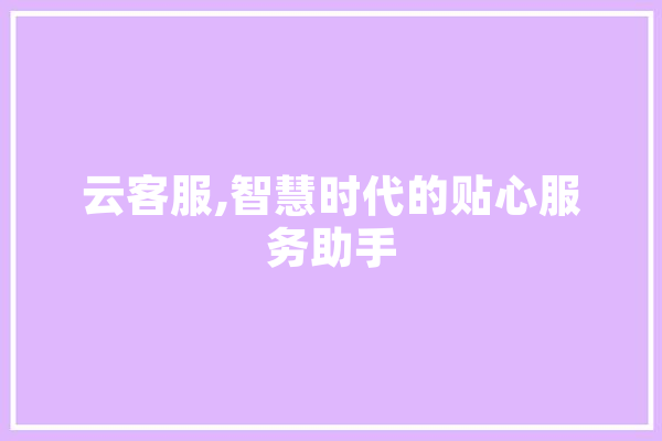 云客服,智慧时代的贴心服务助手 智能写作