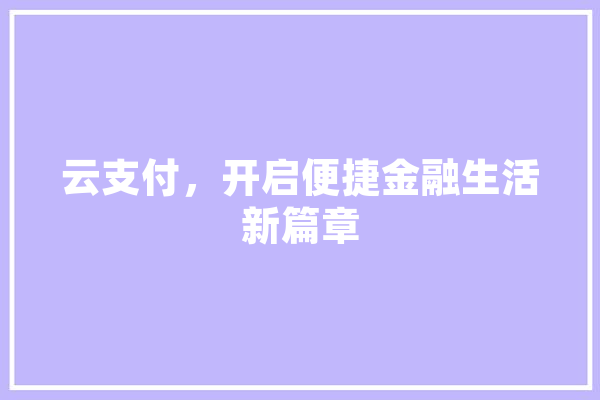 云支付，开启便捷金融生活新篇章