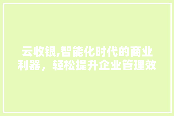 云收银,智能化时代的商业利器，轻松提升企业管理效率