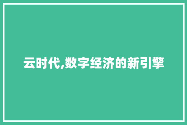 云时代,数字经济的新引擎