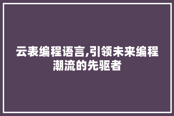 云表编程语言,引领未来编程潮流的先驱者 绘影字幕