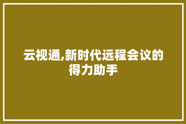 云视通,新时代远程会议的得力助手 文字写作