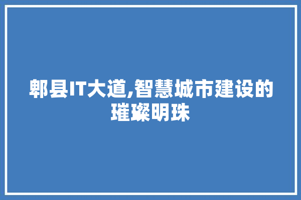 郫县IT大道,智慧城市建设的璀璨明珠