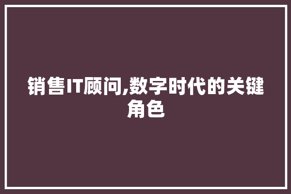 销售IT顾问,数字时代的关键角色