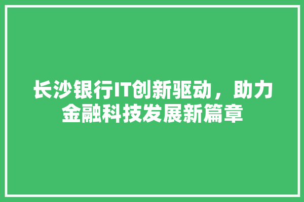 长沙银行IT创新驱动，助力金融科技发展新篇章
