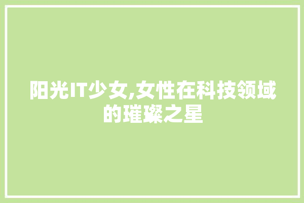 阳光IT少女,女性在科技领域的璀璨之星