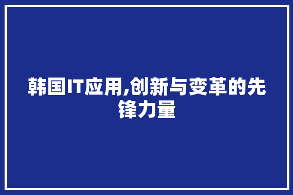 韩国IT应用,创新与变革的先锋力量 文字写作