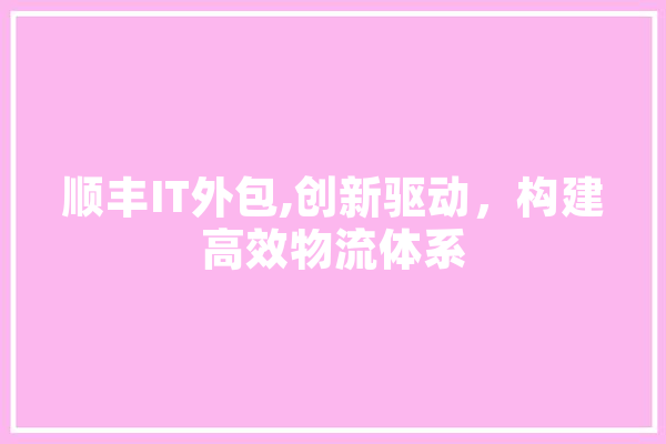 顺丰IT外包,创新驱动，构建高效物流体系