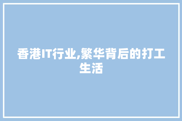 香港IT行业,繁华背后的打工生活