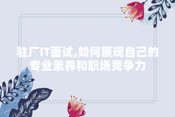 驻厂IT面试,如何展现自己的专业素养和职场竞争力
