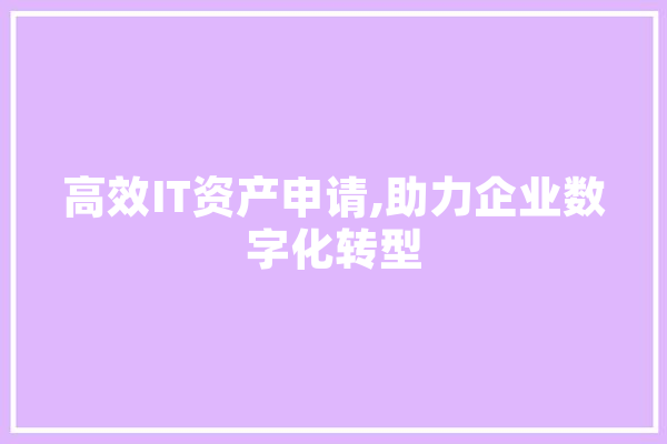 高效IT资产申请,助力企业数字化转型