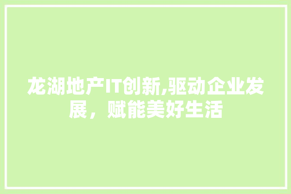 龙湖地产IT创新,驱动企业发展，赋能美好生活