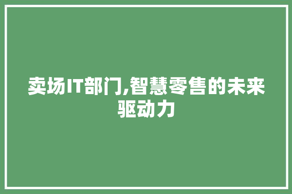 卖场IT部门,智慧零售的未来驱动力