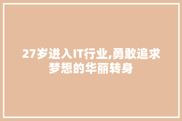 27岁进入IT行业,勇敢追求梦想的华丽转身 AI简讯