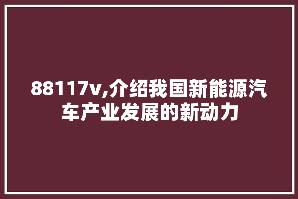 88117v,介绍我国新能源汽车产业发展的新动力