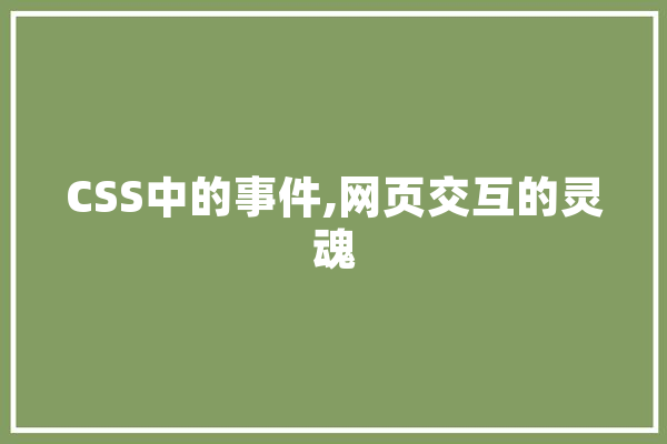 CSS中的事件,网页交互的灵魂