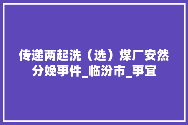 传递两起洗（选）煤厂安然分娩事件_临汾市_事宜 智能助手