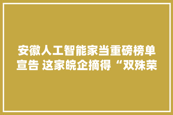 安徽人工智能家当重磅榜单宣告 这家皖企摘得“双殊荣”_人工智能_安徽省