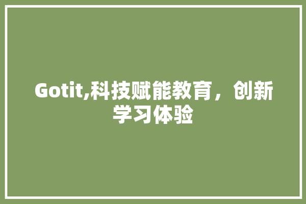 Gotit,科技赋能教育，创新学习体验