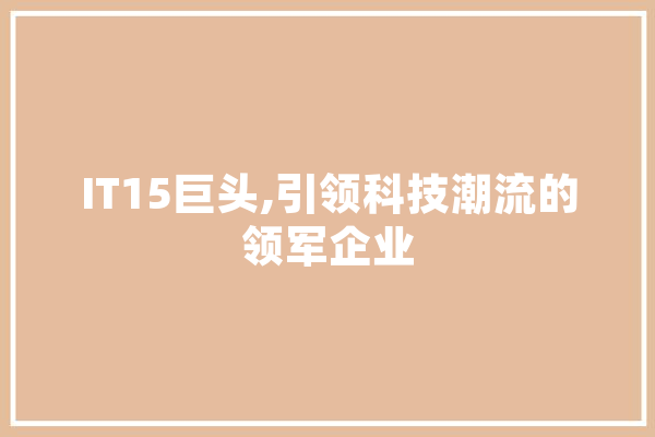 IT15巨头,引领科技潮流的领军企业