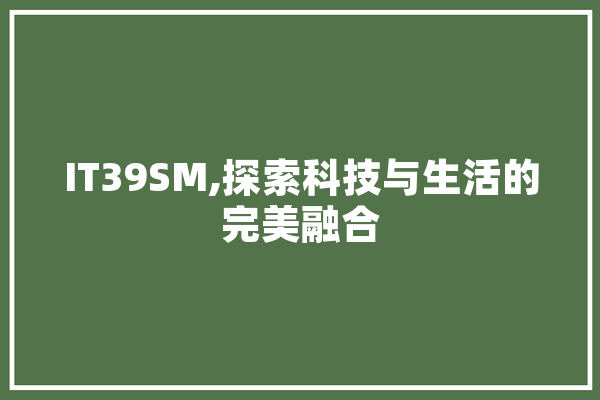 IT39SM,探索科技与生活的完美融合