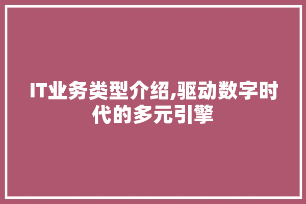IT业务类型介绍,驱动数字时代的多元引擎